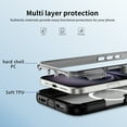 thumbnail image 5 of Magnetic Case for iPhone 16 with Kickstand, Compatible with Magsafe, Built-in Camera Stash Stand, Military Protection, Skin Feeling Hybrid Phone Case for iPhone 16, Black + Clear Gray, 5 of 9