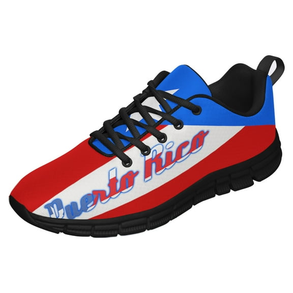 Puerto Rico Shoes Men Women Running Tennis Shoes Breathable Casual Puerto Rico Flag Sneakers Black Size 3.5