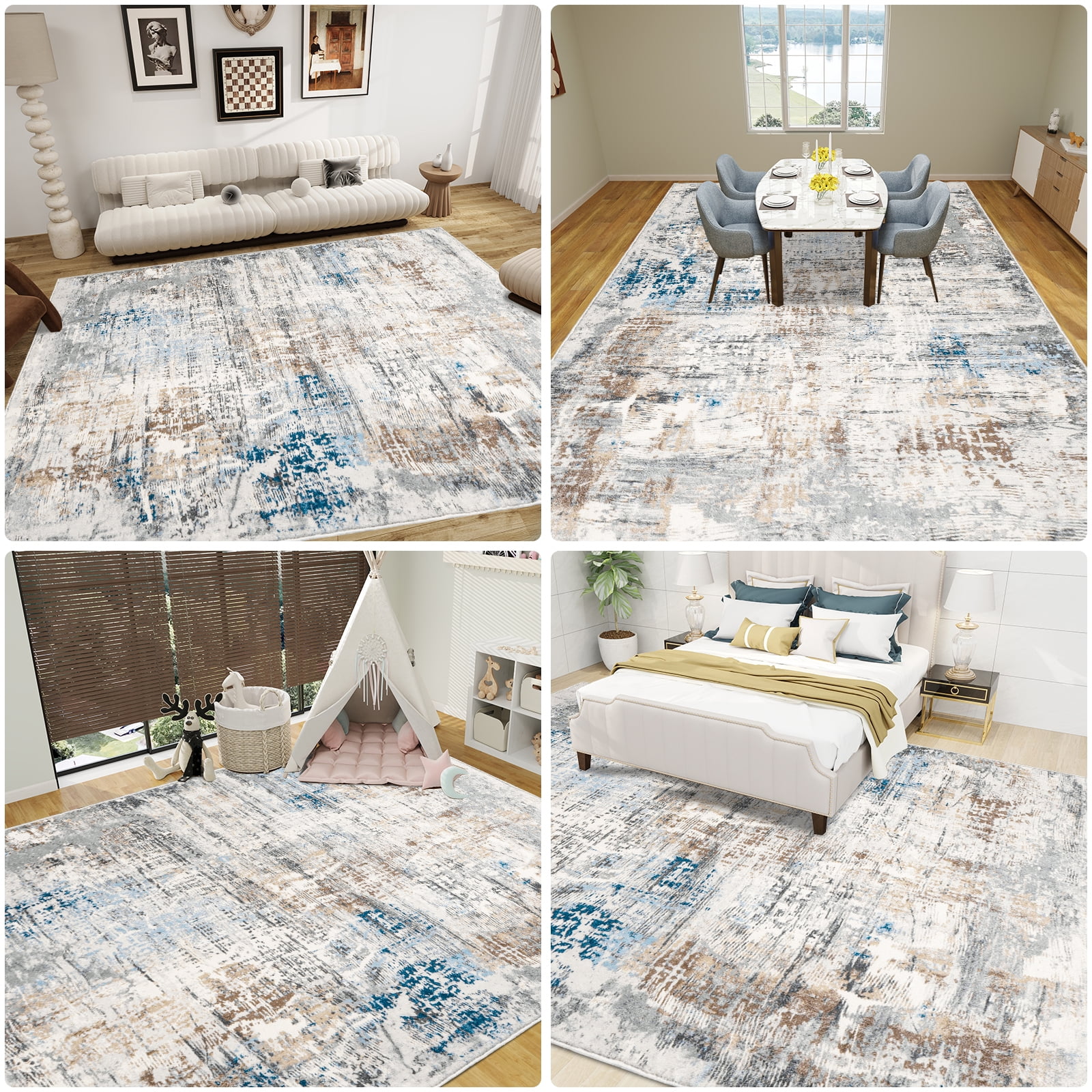 5.3x8ft Area Rug for Living Room Washable Rug for Bedroom Kitchen Dining Room Rugs Non-Slip Home Decor Carpet Faux Wool Rug Morden Art Ultra Soft Area Rug