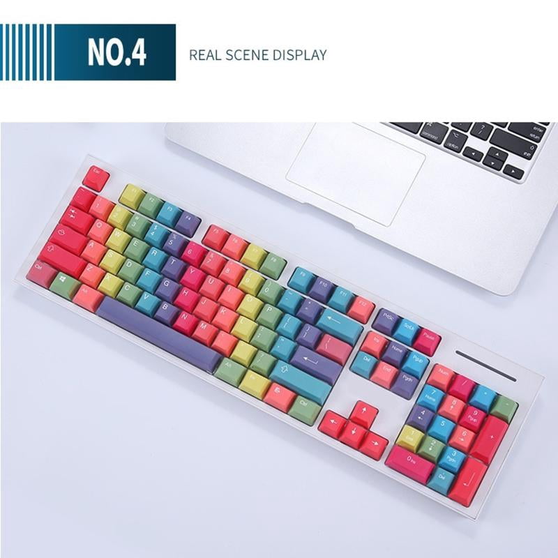 LIANXUE Rainbow Theme Keycaps 114-Key PBT Dye Subbed For MX Switch Mechanical Keyboard