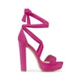 thumbnail image 3 of BLISSFUL STEP Women's Lace Up Platform Block Heel Sandals Hot Pink 7, 3 of 8