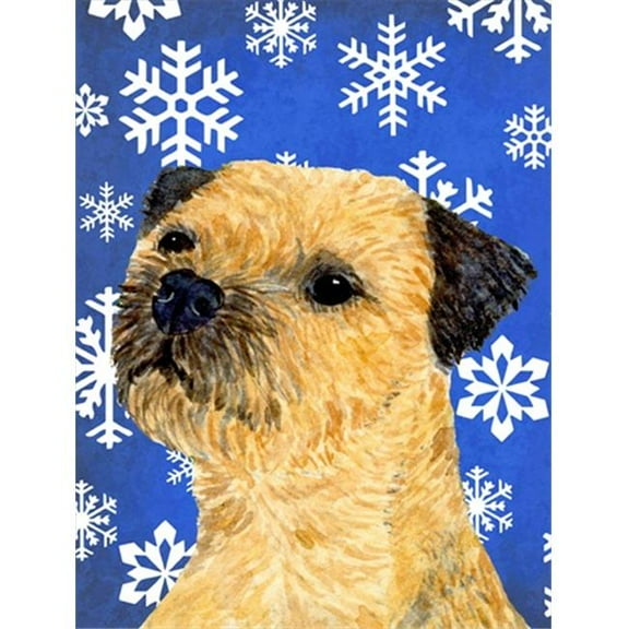 11 x 15 in. Border Terrier Winter Snowflakes Holiday Garden Size Flag