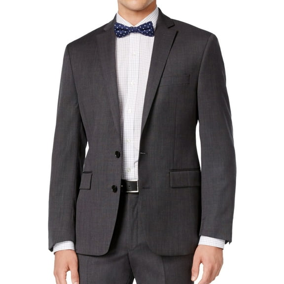 Ryan Seacrest Mens LS Two Button Blazer Jacket, Grey, 40 Long
