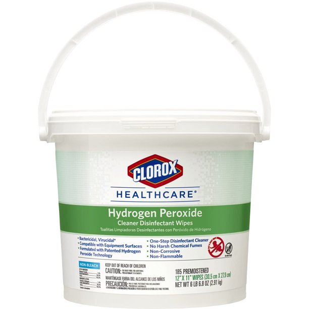 Clorox Healthcare Hydrogen Peroxide Cleaner Disinfectant Wipes, 185 Count Bucket (30826