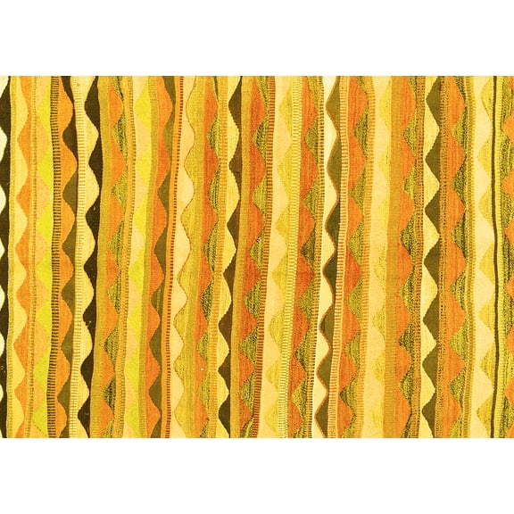 Ahgly Company Machine Washable Indoor Rectangle Southwestern Yellow Country Area Rugs, 5' x 7'