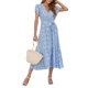 thumbnail image 1 of Vestido con estampado floral para mujer Sumemr Moda elegante Manga voladora Vestido con volantes y cuello en V para fiesta Fecha diaria, 1 of 8