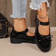 thumbnail image 5 of Women Patent Leather Bow Mary Jane Flat Shoes, Adjustable Metal Buckle Strap Low Block Heel Dress Shoes, Daily Walking, Work, Casual Party Outdoor, 5 of 9