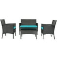 thumbnail image 6 of Gymax 4PCS Outdoor Furniture Set Patio Rattan Conversation Set w/ Turquoise Cushion, 6 of 10
