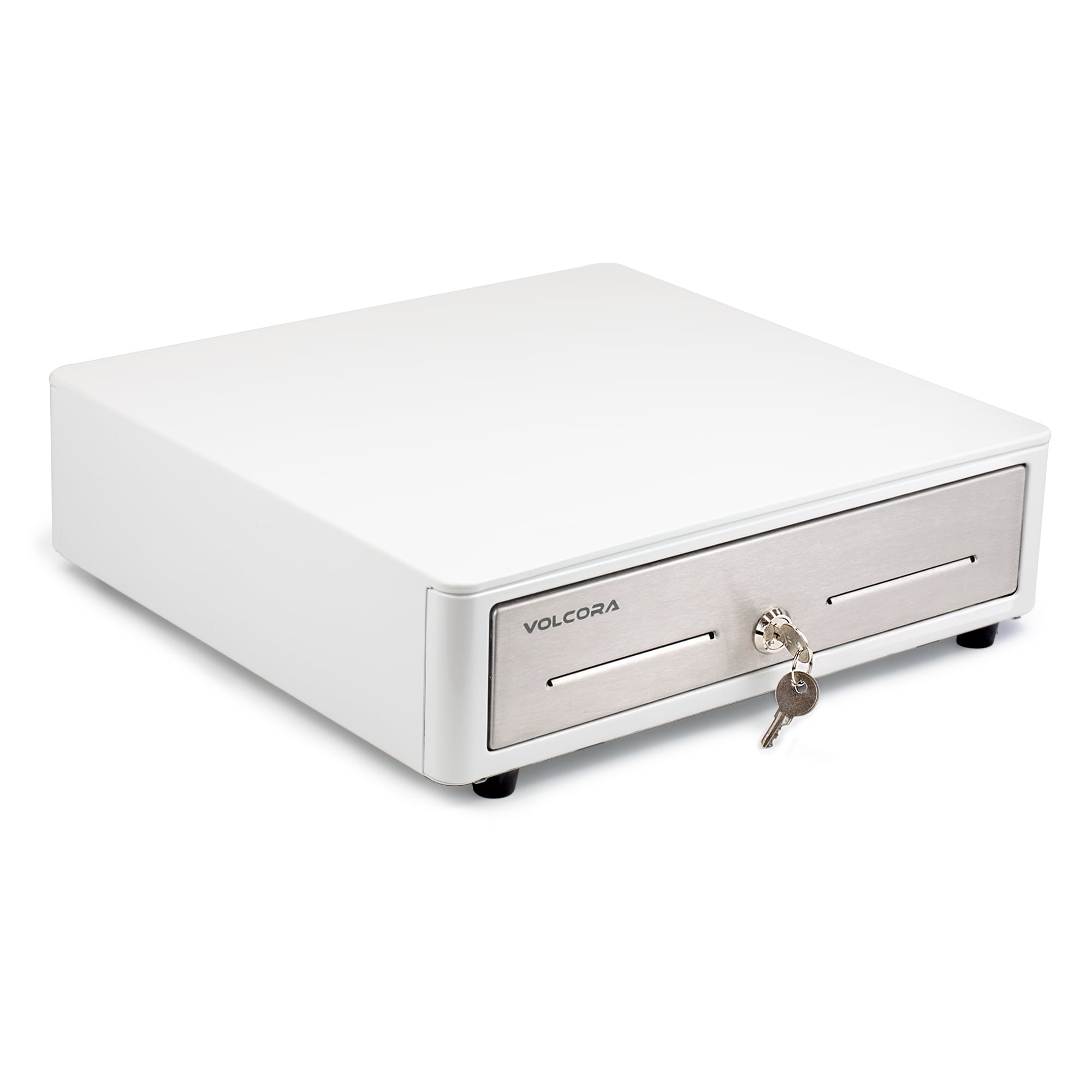 Mini Cash Register Drawer for Point of Sale (POS) System with Round Edges White Stainless