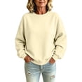 thumbnail image 2 of Womens Crewneck Pullover Tops Long Sleeve Solid Color Lightweight Casual Sweatshirts, 2 of 6