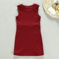 thumbnail image 6 of LLYWEY Girls Ribbed Tank Dresses, Toddler Baby Girls Solid Round Neck Sleeveless Summer Dresses Side Button Casual Sundress, Style BY-30, Red, 3 Months, 6 of 7