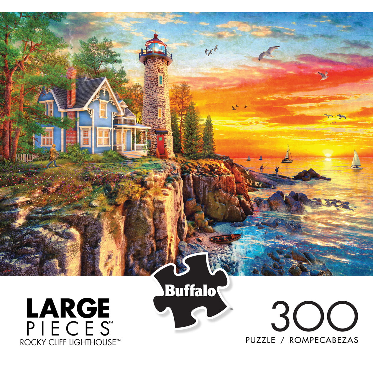 Jigsaw Puzzle 1000 PiecesLarge Puzzle Size 27*20 InchHarbor Lighthouse 