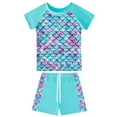 thumbnail image 1 of Filles Rash Guard 2 Pièces Maillots de Bain Poisson Échelle Modèle Maillots de Bain Upf 50+ Uv pour 4-12 Ans, 1 of 6
