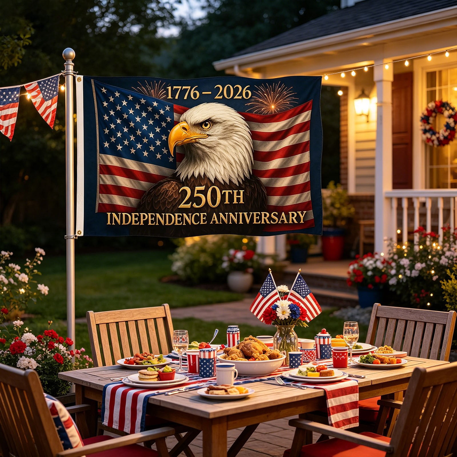 Win s Way USA 250th Anniversary Flag 1776-2026 American Independence Celebration Banner