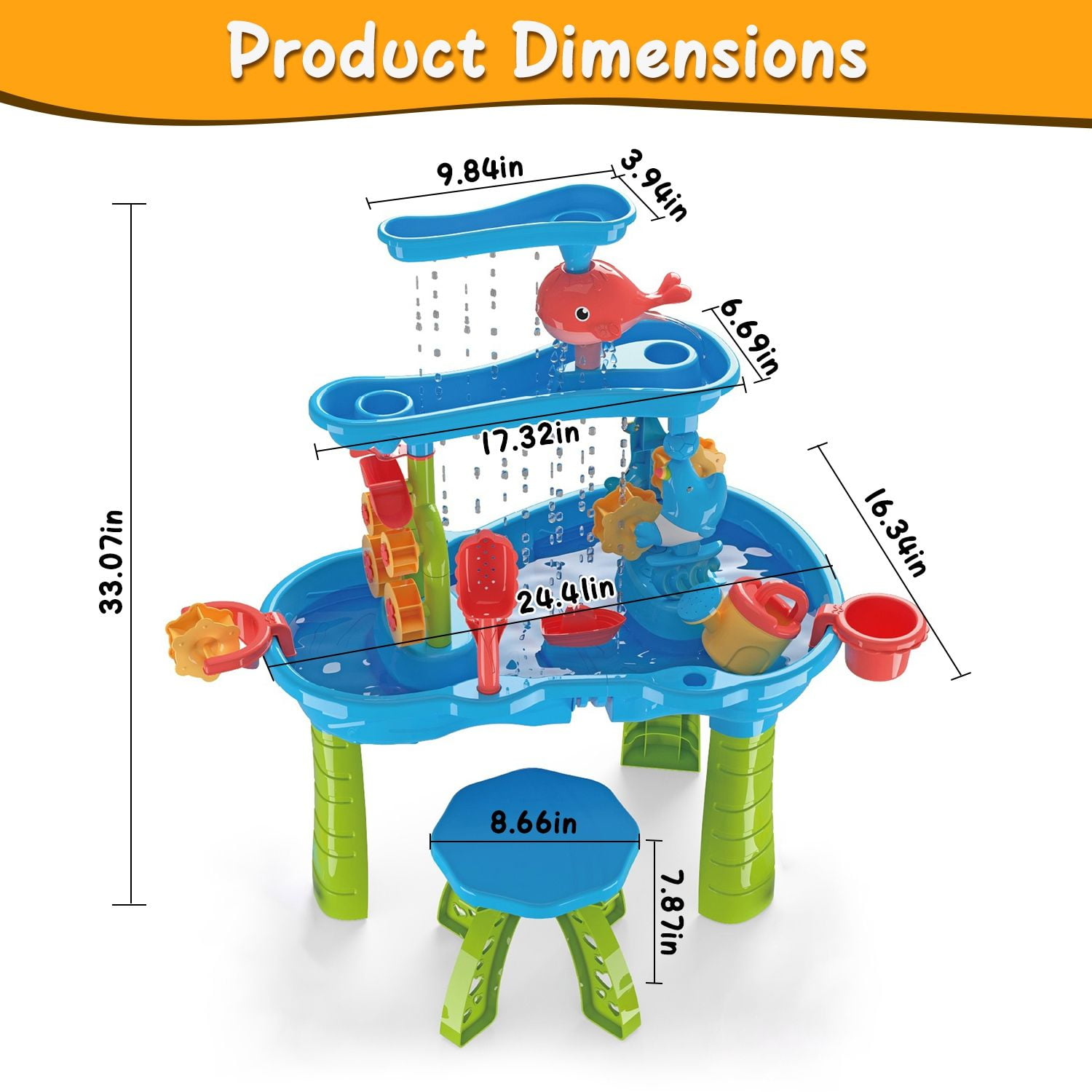 Kid Sand Water Table Toddler Water Activity Table Rain Showers Play Table Toy for 3-6 Years Old Sensory Exercise Friendship Building