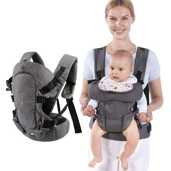 Baby Soft Carrier for Newborn,Infant Sling Carrier Wrap Ergonomic Design 4 in 1 Infants Carriers Front and Back,Multi-Functional Hug Strap for 7-45lbs(3-48 Months)Newborns and Baby-Grey