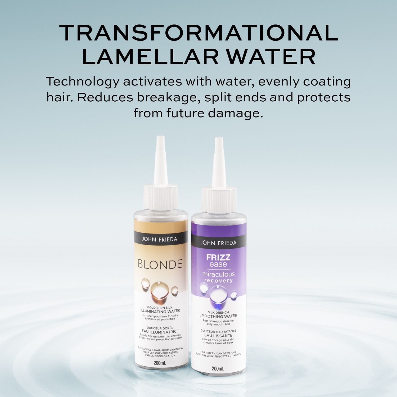 John Frieda Blonde Douceur Dorée Eau Illuminatrice, eau de rinçage pour des cheveux blonde brillants et une protection rehaussée, 200 mL