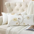 thumbnail image 3 of Home Soft Things Embroidery Canvas Throw Pillow Cover Pillow Case 2 Piece Set - Spring Flower - Gold - 14" x 26" LUMBAR, 3 of 7