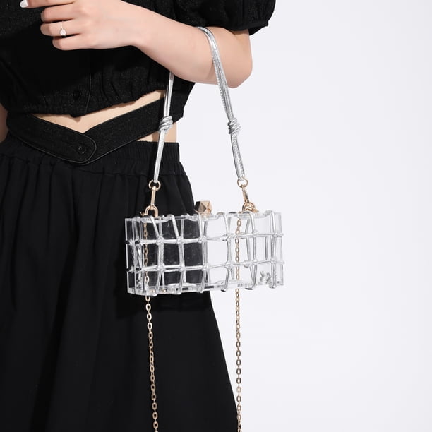 Bolsa A Cuestas Bolsa De Asas De Cadena De Viajero Transparente A La Moda Tejida Acrílica Femenina (1861) Ndcxsfigh Para Estrenar