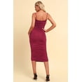 thumbnail image 2 of Women's Ruched Spaghetti Strap Crisscross Detail Midi Dress 95% Polyester 5% Spandex V Neck Pencil Hem Chic Party Dress, 2 of 8