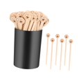 thumbnail image 2 of Juego de 100 agitadores de café de madera con soporte y recipiente de almacenamiento, extremos redondos de 14 cm (5,5 pulgadas) para mezclar té, bebid, 2 of 9