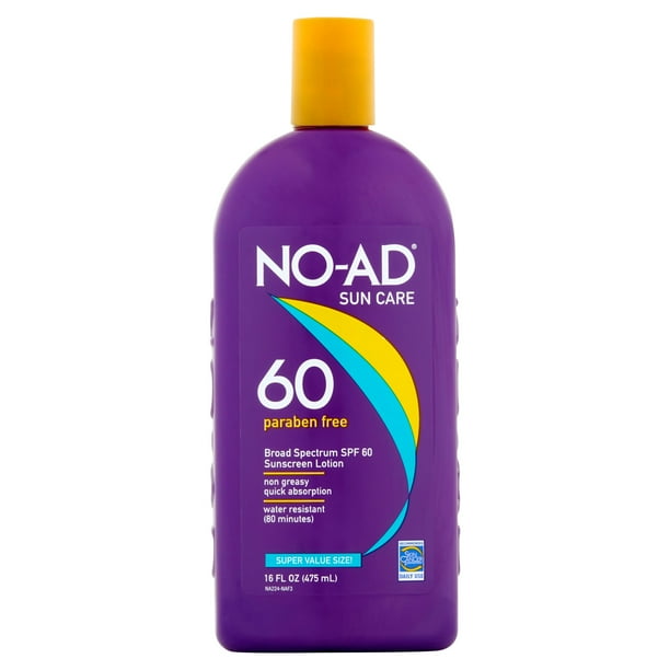 NoAd Sunscreen Lotion SPF 60, 16 fl oz