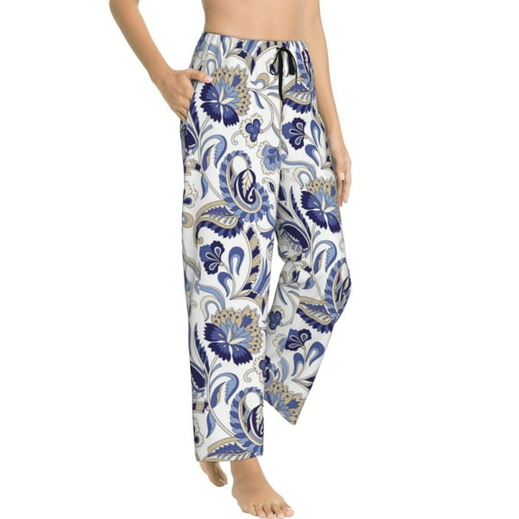 Pajama Pants Women - Paisley Pattern No.9084 Soft Breathable Sleep & Lounge Pants for Women, Comfy Casual Pj Pants Bottoms with Pockets