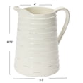 thumbnail image 2 of Creative Co-Op Farmhouse Embossed Stripe Ceramic Pitcher, Distressed White, 2 of 6
