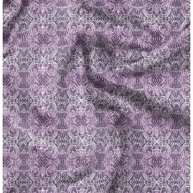 Soimoi Purple polyester Crepe Fabric Leopard Animal Skin Decor Fabric Printed Yard 52 Inch Wide