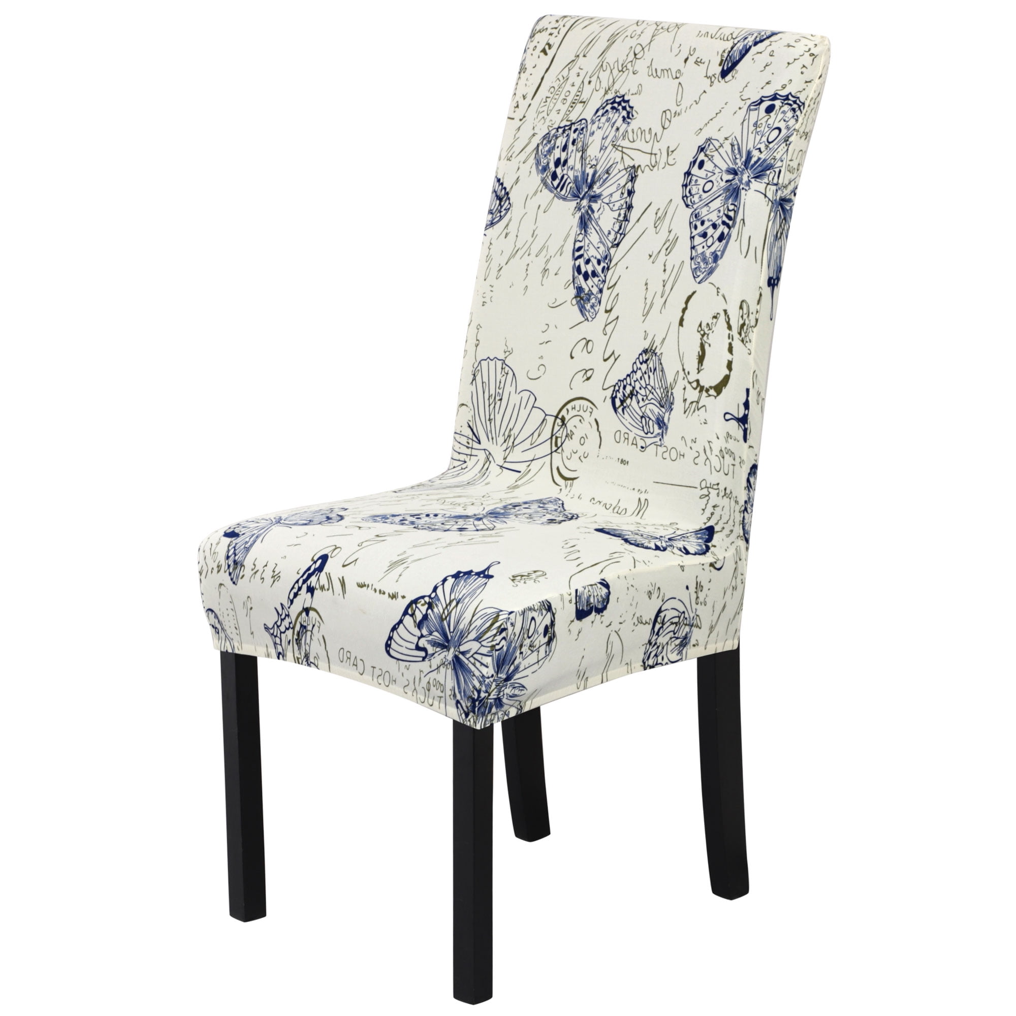 Unique Bargains Spandex Stretch Dining Chair Cover Light Blue and Beige