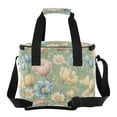 thumbnail image 2 of Insulated Cooler Bag with Multiple Pockets Lightweight Lunch Box Tote for Travel Beach Camping Office Pink Tulips and Cosmos, 2 of 7