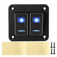 thumbnail image 2 of Pre Wired Toggle Switch, Universal 2 Gang 12V 24V Anodize Black Waterproof Marine Rocker Switch Panel  for RV for Truck for UTV, 2 of 7