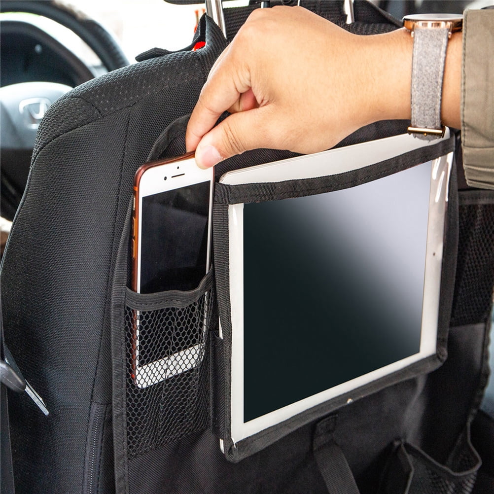 DRAFIDEEP Black Car Backseat Storage Organizer Bag with Kick Guard - Rear Seat Multi-Pocket Storage Solution 1 Set