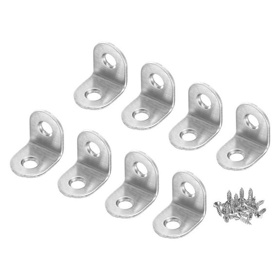 Uxcell L Bracket Corner Brace, 0.79 x 0.79 x 0.63 Inch 90 Degree Right Angle Brackets with Screws for Furniture/Shelves/Tables [Silver]