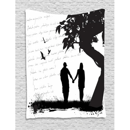 Girlfriend Tapestry Silhouette Of A Couple In Love Holding Hands