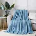 thumbnail image 5 of Fleece Blanket Twin Size Washed Blue, Soft Cozy Twin Blanket, Fuzzy Flannel Lightweight Blanket for Bed, Sofa, Couch, Travel, Camping, Washed Blue, 60x80 Inches, 5 of 6