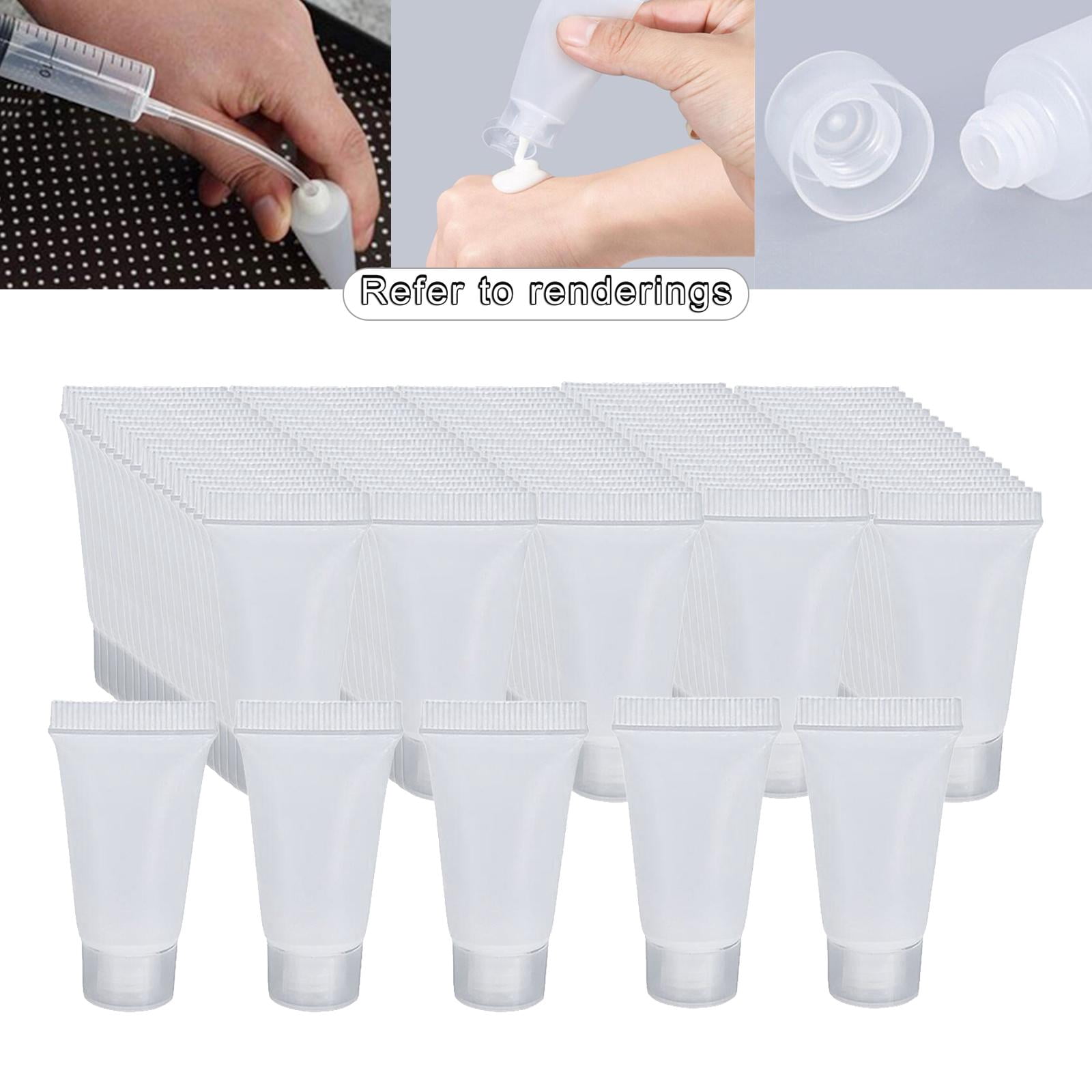 EHJRE 100Pcs Empty Bottle 5ml with Caps Refillable Portable Plastic .Container . .Shampoo Squeeze Bottle .Hand Lotion Travel - matte white