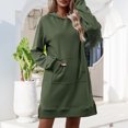 thumbnail image 3 of Vestido con abertura lateral y capucha, ajuste holgado, traje diario con hombros caídos para mujer Kuymtek Verde oscuro T XL para Mujer, 3 of 6
