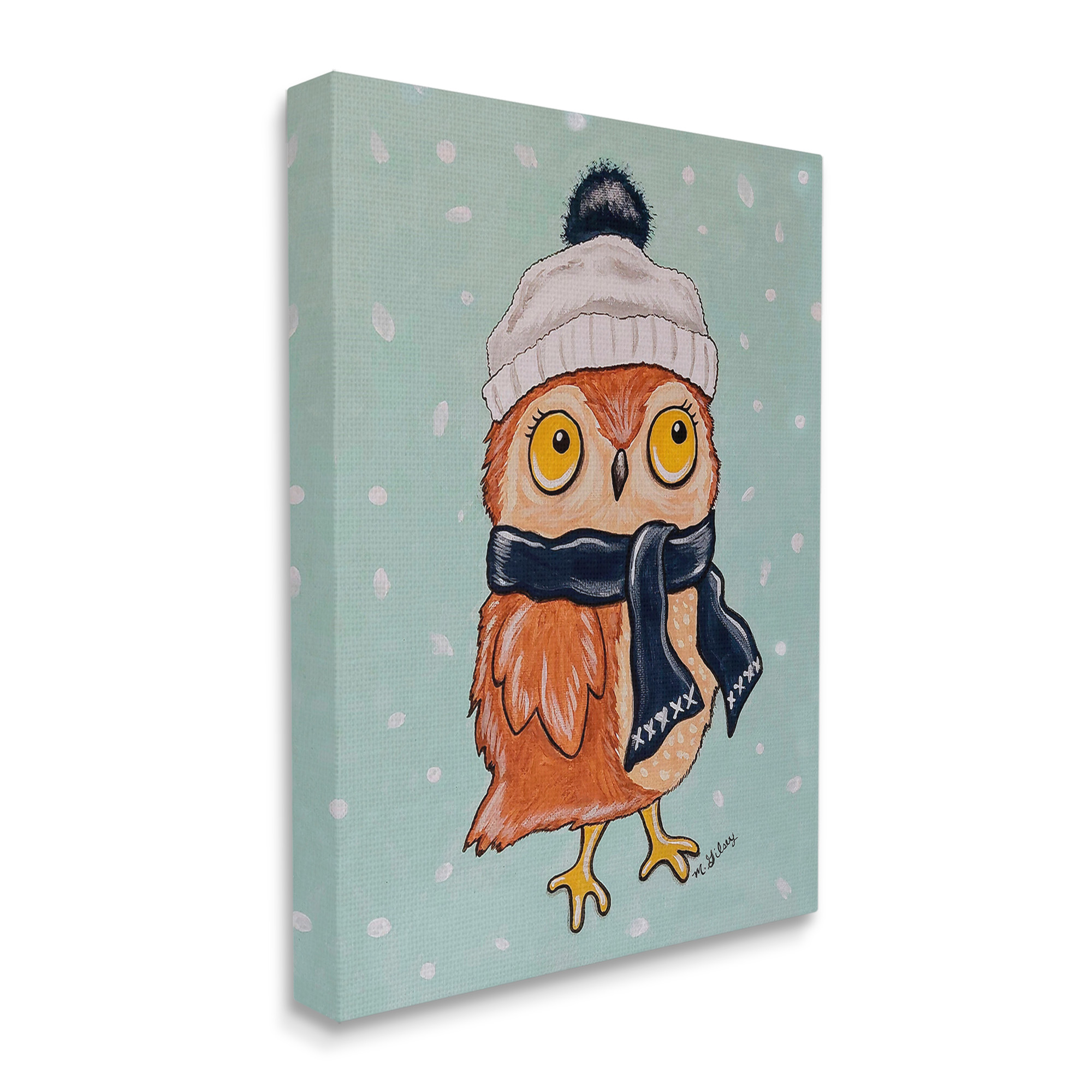Stupell Industries Owl & Winter Scarf Animals & Insects Painting Gallery Wrapped Canvas Art Print Wall Art, 30 x 40