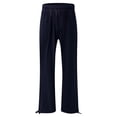 thumbnail image 4 of Outfmvch Summer Pants for Women Baggy Linen Wide Leg Culottes for Women Baggy Capris for Women Beach Pants for Women Drawstring Wide Leg Linen Pants Cropped Linen Pants Women Navy 2 S-3XL, 4 of 6
