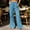 Blue women wide leg pants with pockets a1, variant on Cagogo Women's Wide Leg Elastic Waist Pants with Pockets Casual Solid Loose Trousers Lounge Travel Vacation Long Palazzo Pants Fall Winter Outfits, Army Green S