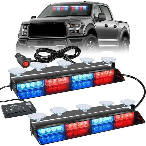 Nilight 32Led Red Blue Emergency Dash Strobe Lights  Warning Hazard Interior Front/Rear Windshield Deck Split Light Bar