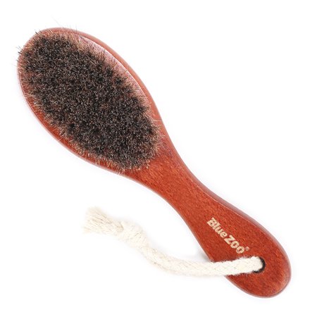 Massage Horse Brush Blue ZOO Multi-functional 100% Natural Horse Hair Beard Brush/Hair Brush/Bath Brush with Wooden Handle Body Massage Brush ()