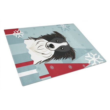 

Caroline s Treasures Winter Holiday Border Collie Glass Cutting Board Large