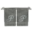 thumbnail image 3 of Monogrammed Hand Towel, Personalized Gift, 16 x 30 Inches - Set of 2 - Silver Embroidered Towel - Extra Absorbent 100% Turkish Cotton- Soft Terry Finish - for Bathroom, Kitchen and Spa- Script P Gray, 3 of 3