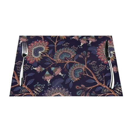 

XMXT Woven Placemats Set of 4 Jungle Decorative Painting Stain Resistant Table Runner Anti-Skid Place Mats for Dining Table 12 x 18 inches