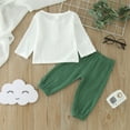 thumbnail image 7 of Sngxgn Toddler Baby Boy Fall Outfit Sweatshirt Tops with Elastic Waist Pants Cute Clothes(Green,110), 7 of 7