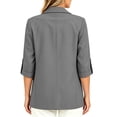 thumbnail image 5 of ClodeEU Women's Lapel Collar Single Button 3/4 Sleeve Blazer,Casual Office Short Suit Jacket Gray,Women's Plus S, 5 of 8