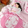 thumbnail image 4 of Castle Fairy Personalized Initial Girl 7 Pieces Bedding Comforter Set,Pink White Full Bedding Set Lightweight,Cartoon Bowknot Fitted Sheet Flat Sheet,Luxury Bedroom Decor, 4 of 8