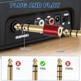 thumbnail image 4 of Adaptador de auriculares estéreo Uxcell 2Pcs TRS 6.35mm macho a 3.5mm hembra, convertidor de audio de cobre puro chapado en oro para guitarras, altavoces, computadoras, gris, 4 of 6